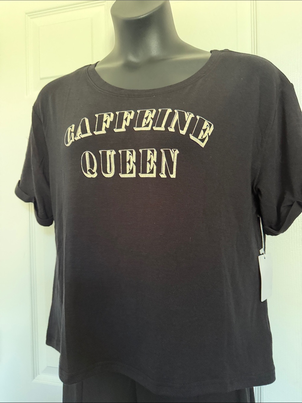Caffeine Queen Women's Black Graphic Short Sleeve Tee